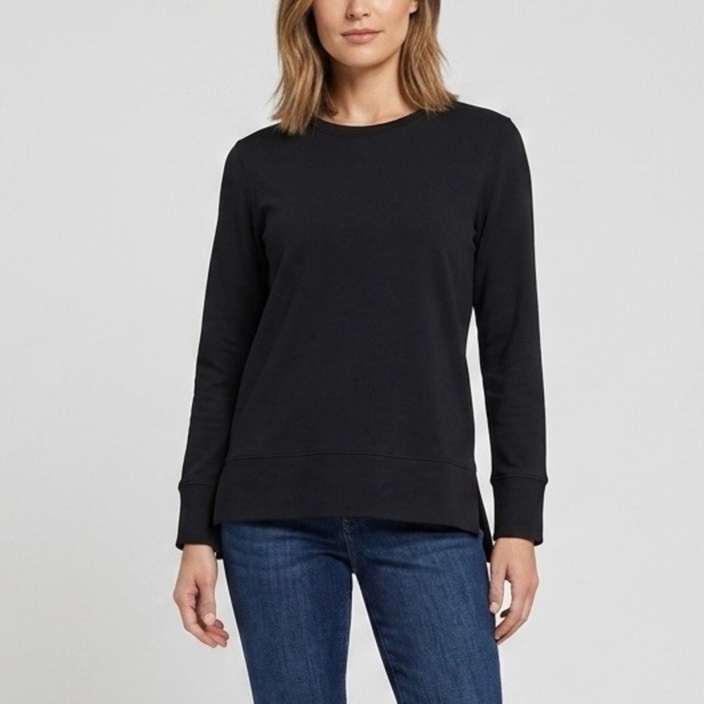 Anatomie Black Cotton Modal Blend Long Sleeve Crewneck Travel Top Size XS